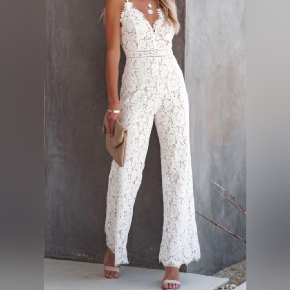 Aakaa White Lace Jumpsuit